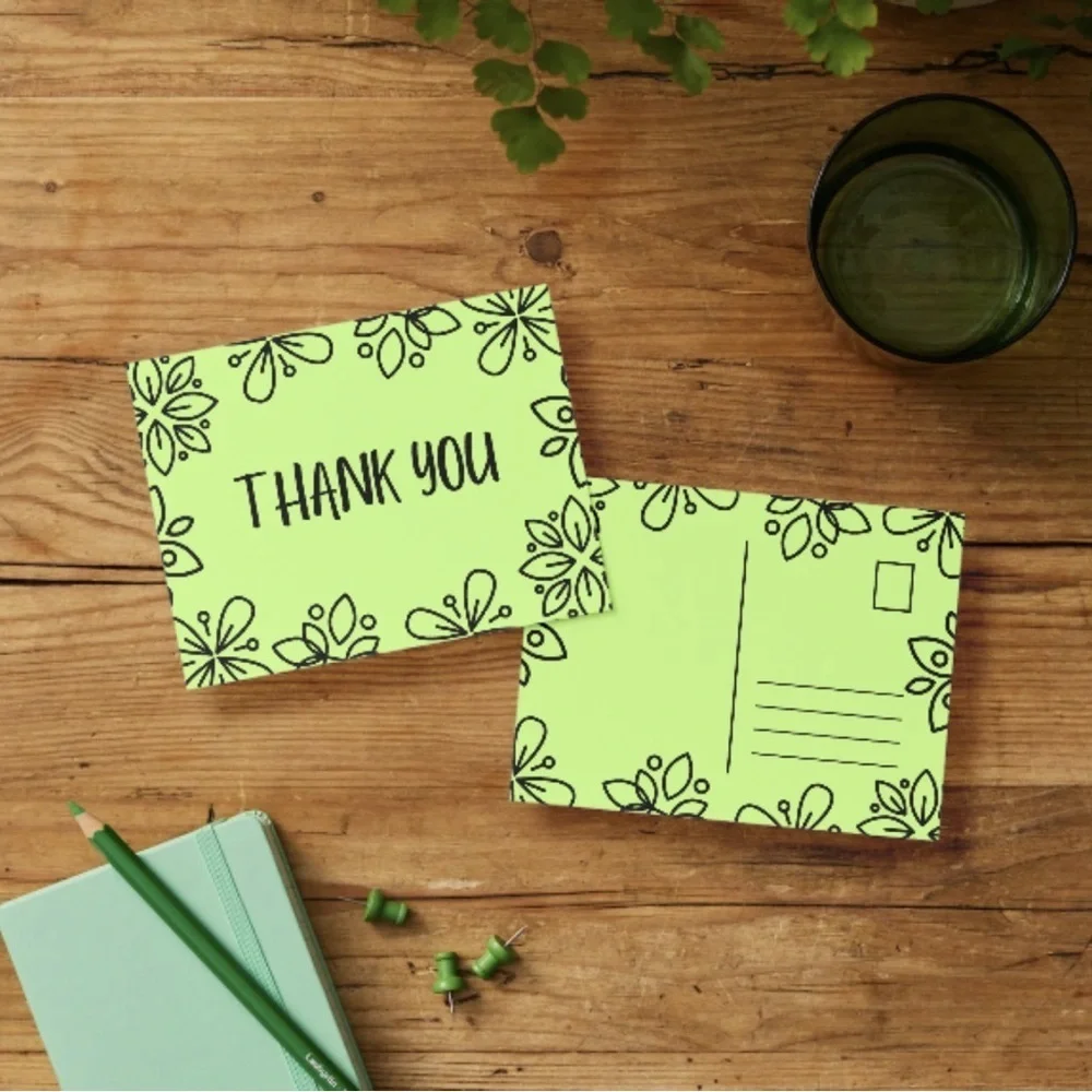 Set of 10 Lime Thank You Postcards